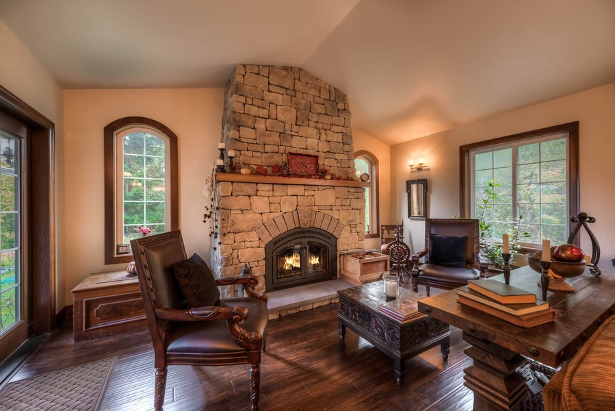 Living-room addition with fireplace
